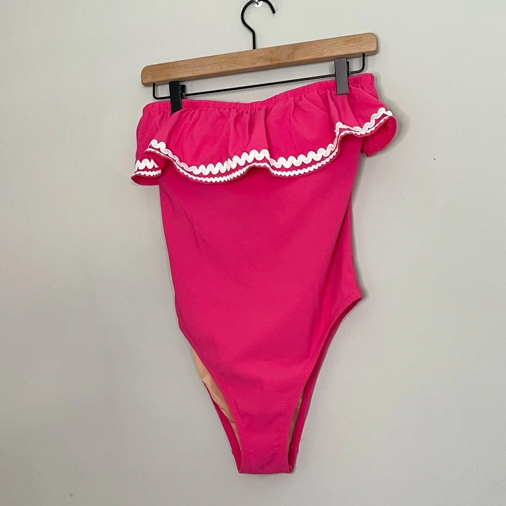 J. Crew Ruffle Bandeau One Piece with Rickrack size 4